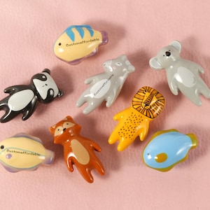 Safari Animals Cabinet handle knobs, Sea animals Drawer Dresser handle knob Fox Animal knobs for nursery room Custom engraved Drawer knobs