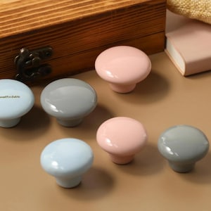 Morandi color drawer knobs, grey pink nursery room drawer handles, nursery round knobs decor, custom engraved cabinet knobs,knobs for drawer