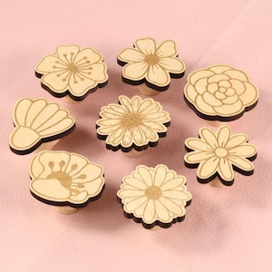 Flower Series drawer knobs Rose Daisy wood nursery Cabinet handle pulls Wildflower Dresser knob handle Kids wardrobe cabinet knob Ikea knobs