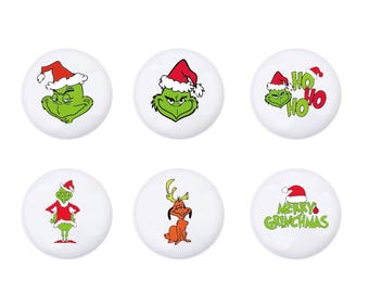 Christmas grinch drawer knobs, Christmas Cartoon ceramic drawer handles Nursery knobs,cabinet wardrobe handle knob,nursery Christmas decor