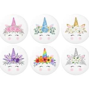 Rainbow unicorn Ceramics Cabinet Drawer knobs Floral unicorn handle knob Watercolor unicorn Nursery Animal Handle knobs Kids room decor