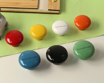 Keramik runde Schranktür Glatte Knobs Bunte Kinderzimmer Schubladenknauf Mädchen Knaufs Kinderzimmer individuell gravierte Schrank Schrank Knaufs ziehen