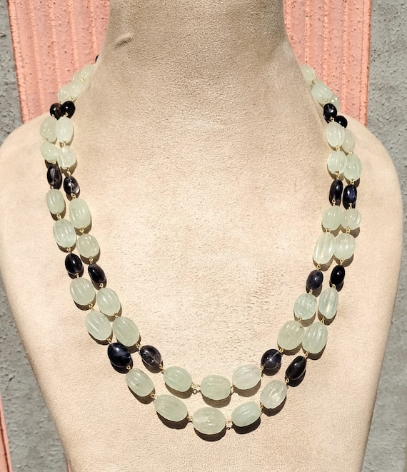 Natural gf blue Sapphire and beryl stone beads necklace, Real gemstone  necklace, handmade Beads necklace, natural precious stones necklace, - Main Image