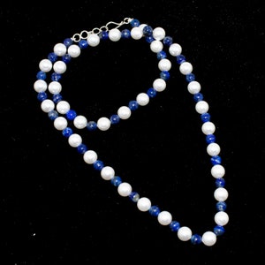 lapis lazuli with Pearl Necklace, Round beads Necklace jewelry Natural Stone with Pearl Necklace jewelry Beads for women gifts