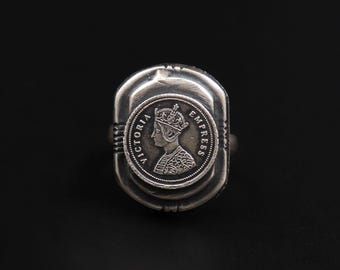 Vintage Sterling Silber Poison Ring - verzierten Kuppel Käfig Design, gotischer Statement-Schmuck, einzigartiger verstellbarer Ring für Männer & Frauen