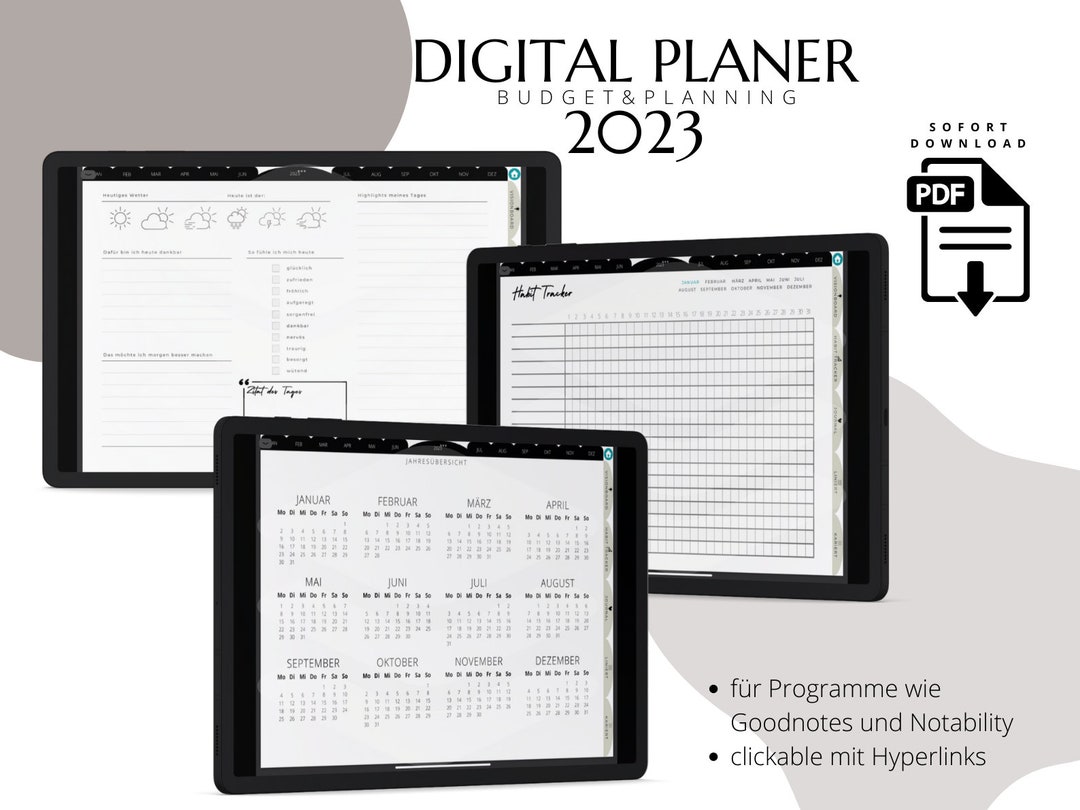 Digitalplaner 2023 digitaler Kalender für Tablets z. B. - Etsy.de