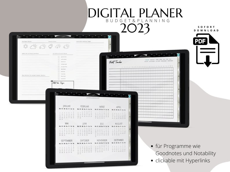 Digitalplaner 2023 digitaler Kalender für Tablets z. B. - Etsy.de