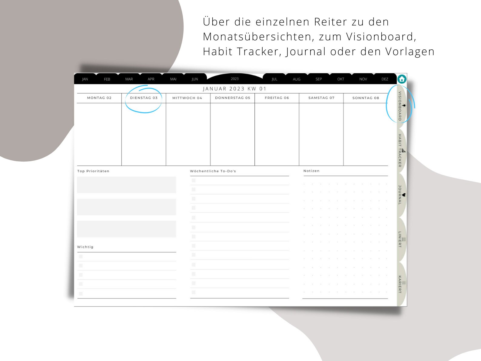Digitalplaner 2023 digitaler Kalender für Tablets z. B. - Etsy.de