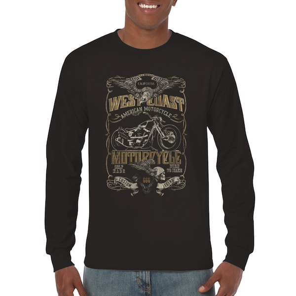 Men Vintage Biker Longsleeve T-shirt - Vintage Motorcycle Longsleeve T-shirt