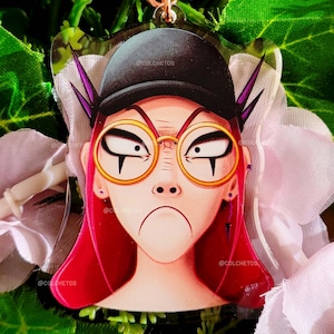 Portachiavi con glitter epossidici di alta qualità con look arrabbiato dei cacciatori di demoni K-pop HUNTRIX Hunters - Regalo di compleanno perfetto