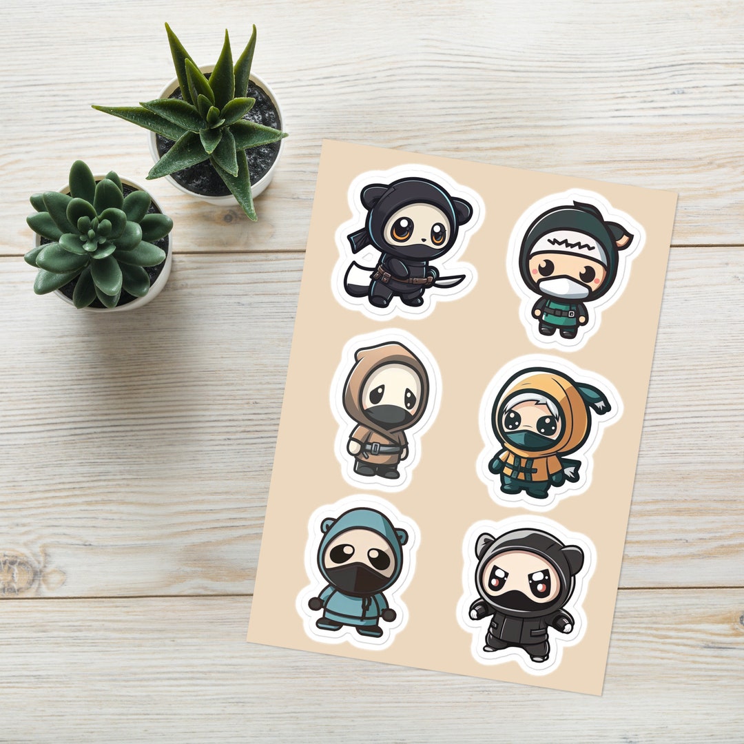 Cute Ninja Sticker Sheet Cartoon Laptop Sticker Ninja Etsy