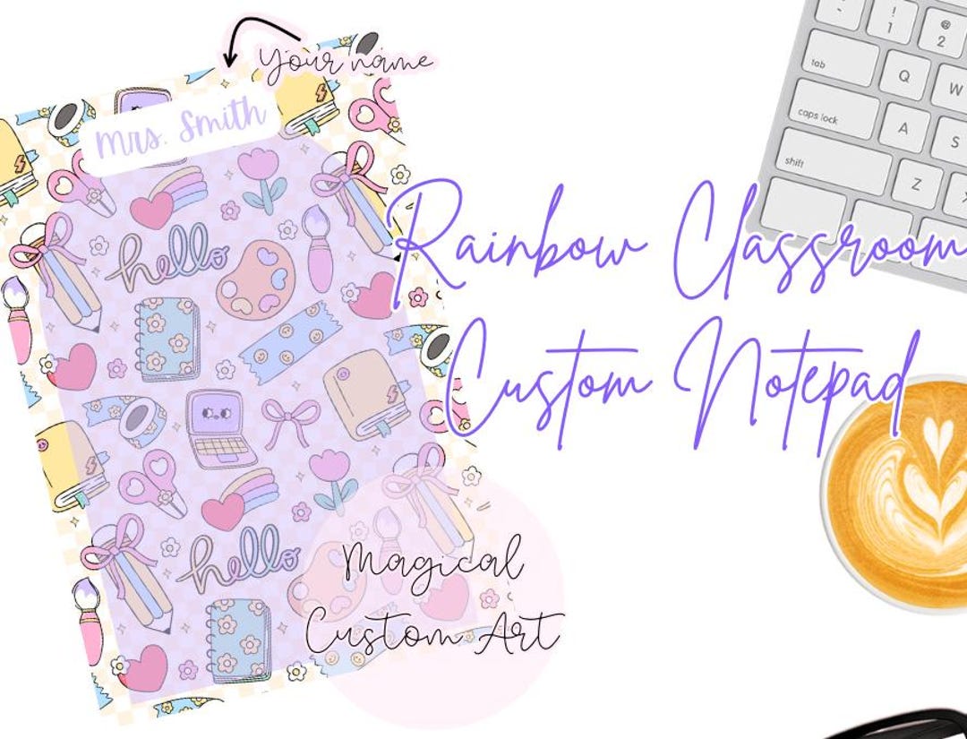 Personalized Notepad- Rainbow Classroom Custom Notepad (50 Pages ...
