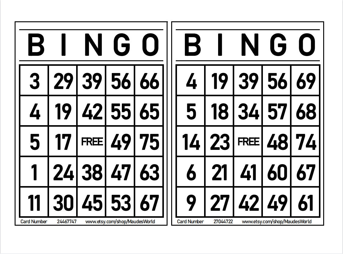 1200 Printable Bingo Cards 2 per Page Large (Download Now) - Etsy