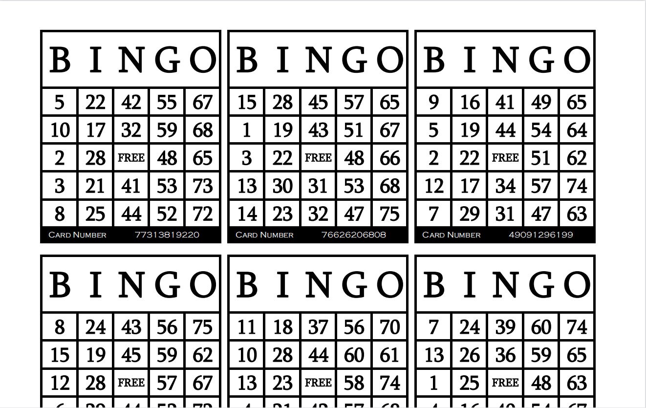 3600 Printable Bingo Cards, 6 per Page, Large, Activities for Seniors ...