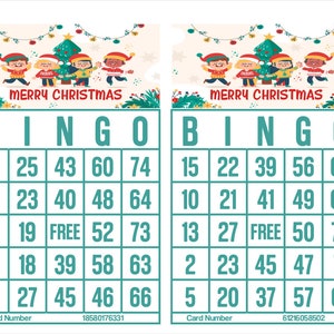 1200 Printable Bingo Cards, 2 per page, Large, Christmas Bingo Game, Instant Download Print. Christmas Bingo