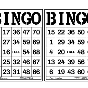 1200 cartones de bingo imprimibles, 2 por página, grandes, actividades para personas mayores, niños, días festivos, juegos de fiestas para adultos, cartones de bingo Zoom, 1-75 bolas