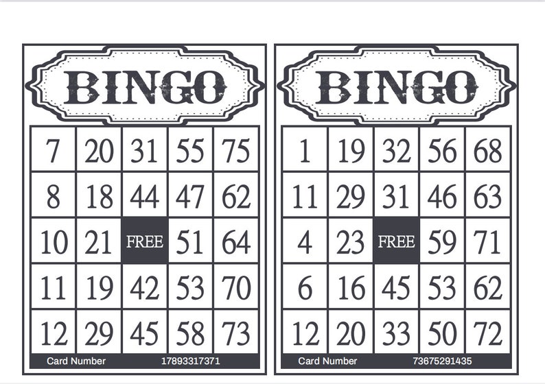 75 Balls Classic Bingo Card Printable Instant Download 1200 Cards per ...