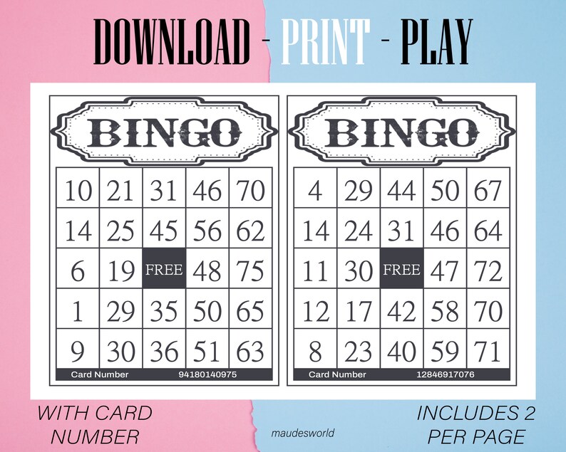 75 Balls Classic Bingo Card Printable Instant Download 1200 Cards per ...