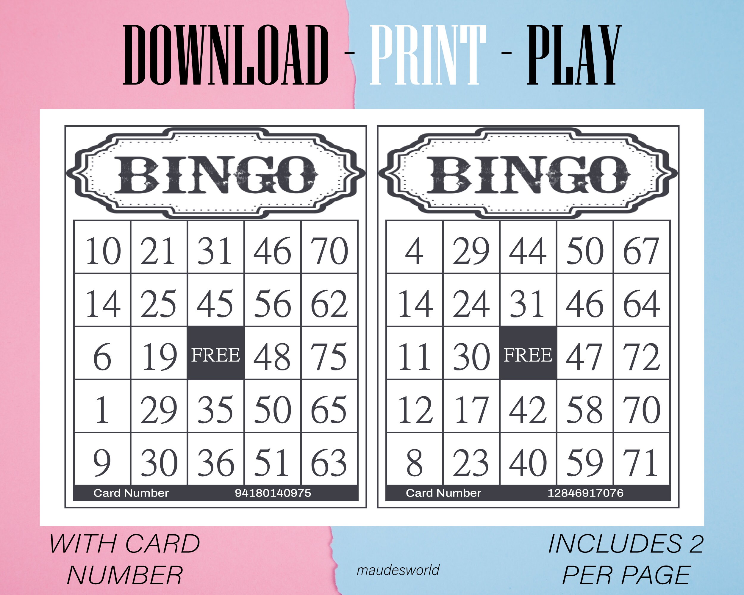 75 Balls Classic Bingo Card Printable Instant Download 1200 Cards per ...