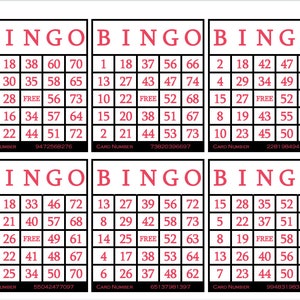 3600 afdrukbare bingokaarten, 6 per pagina, groot, activiteiten voor senioren, kinderen, vakanties, feestspellen voor volwassenen, zoombingokaarten, 1-75 bal