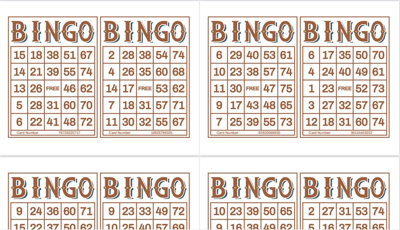 1200 Printable Bingo Cards, 2 per Page, Large, Activities for Seniors ...