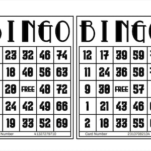 1200 cartones de bingo imprimibles, 2 por página, grandes, juegos de fiestas para adultos y niños, cumpleaños y ocasiones, llamador de bolas y marcadores de 1 a 75 gratis