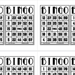 1200 Printable Bingo Cards, 2 per Page, Large, Parties Games for Adults ...