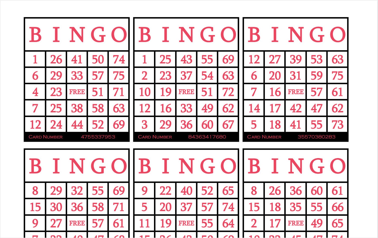 3600 Printable Bingo Cards, 6 per Page, Large, Activities for Seniors ...