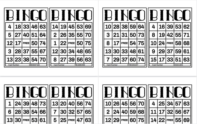 1200 Printable Bingo Cards 2 per Page Large Activities for - Etsy