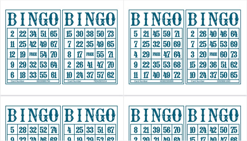1200 Printable Bingo Cards, 2 per Page, Large, Activities for Seniors ...