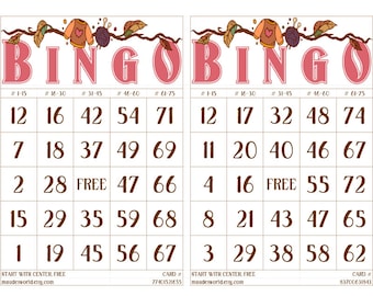 Herbst Team Bingo Karte 1200 Einzigartige Karten Keine Wiederholungen Druckbare PDF Digital Download 2 Karten pro Seite Perfekt für Herbsttreffen Herbst