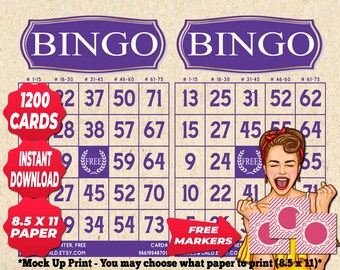 1200 Printable Bingo Cards 2 per Page Large Activities for - Etsy