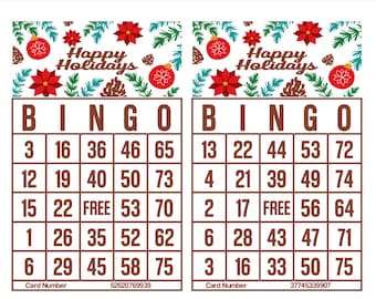 1200 Printable Bingo Cards, 2 per page, Large, Christmas Bingo Game, Holidays Design, Instant Download Print PDF Bingo,