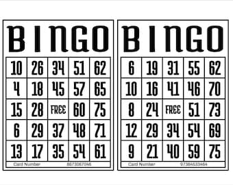 1200 Printable Bingo Cards, 2 per page, Large, Activities for Seniors, Kids, Holidays, Parties Games for Adults, Zoom Bingo Cards, 1-75 Ball