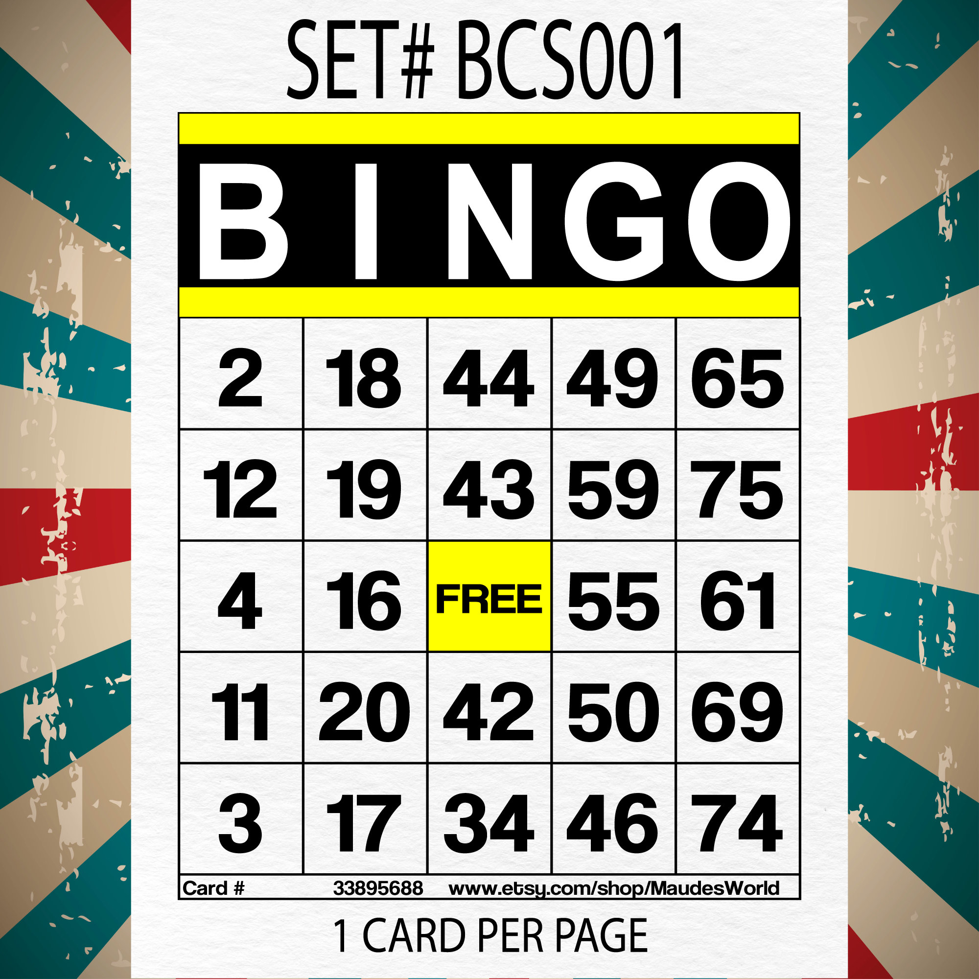 1200 Cards 100 Cards Free Printable Bingo 1 per Page - Etsy