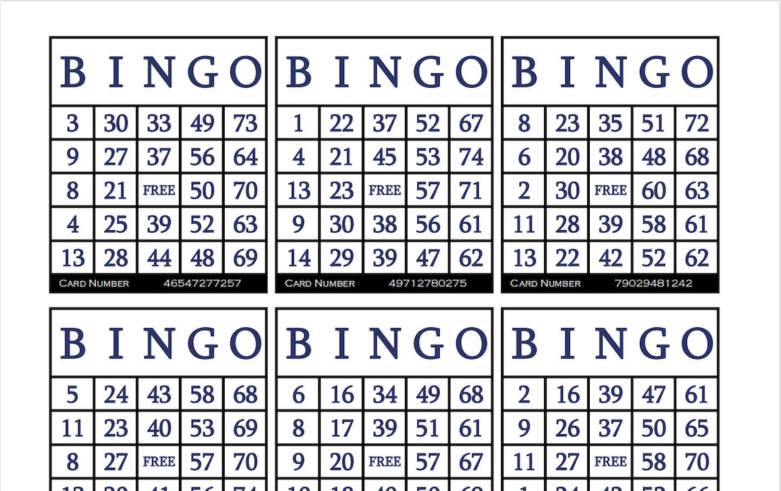 3600 Printable Bingo Cards, 6 per Page, Large, Activities for Seniors
