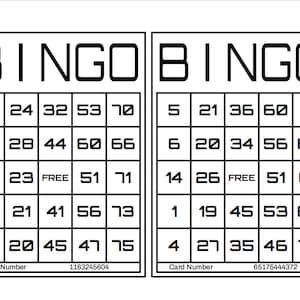 1200 Printable Bingo Cards, 2 per page, Large, Activities for Seniors, Kids, Holidays, Parties Games for Adults, Zoom Bingo Cards, 1-75 Ball