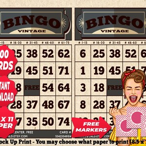 1200 cartelle Bingo colore grigio scuro tema vintage PDF stampabile istantaneamente divertente festa da 1 a 75 palline gioco classico