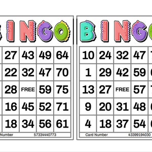 1200 Printable Bingo Cards, 2 per page, Large, Activities for Seniors, Kids, Holidays, Parties Games for Adults, Zoom Bingo Cards, 1-75 Ball