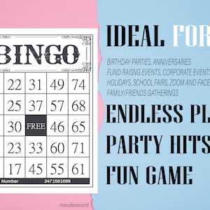 75 Balls Classic Bingo Card Printable Instant Download 1200 Cards per ...