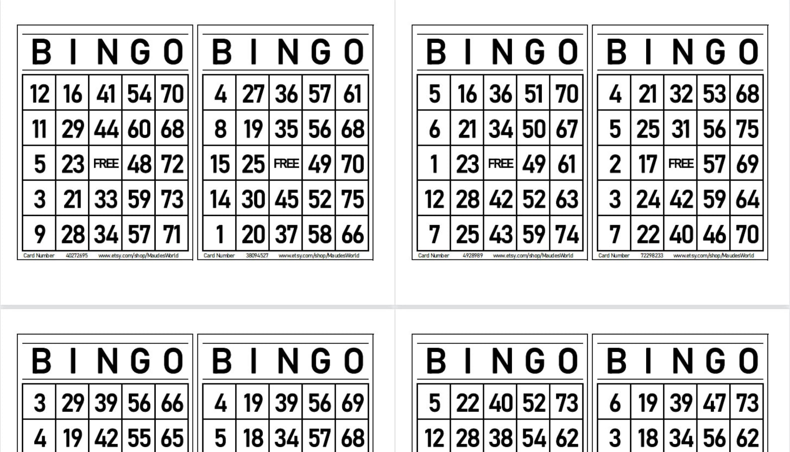 1200 Printable Bingo Cards 2 per - Il 1588xN.4479563130 My2u 