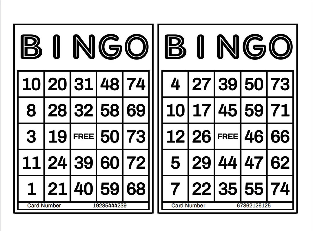 1200 Printable Bingo Cards, 2 per Page, Large, Activities for Seniors