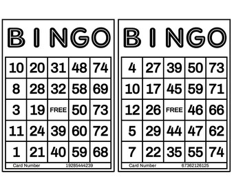1200 druckbare Bingokarten, 2 pro Seite, groß, Aktivitäten für Senioren, Kinder, Feiertage, Parties Spiele für Erwachsene, Zoom Bingo Karten, 1-75 Ball