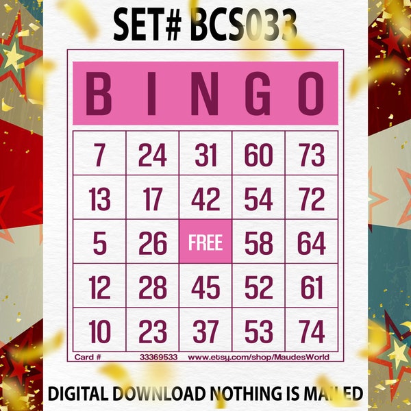Free Large Printable Bingo Cards Etsy