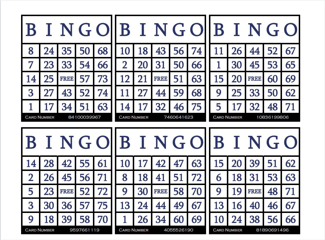 3600 Printable Bingo Cards, 6 per Page, Large, Activities for Seniors ...