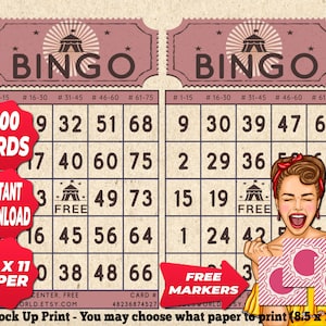 1200 cartelle Bingo colore rustico rosa tema vintage PDF stampabile istantaneamente divertente festa da 1 a 75 palline gioco classico
