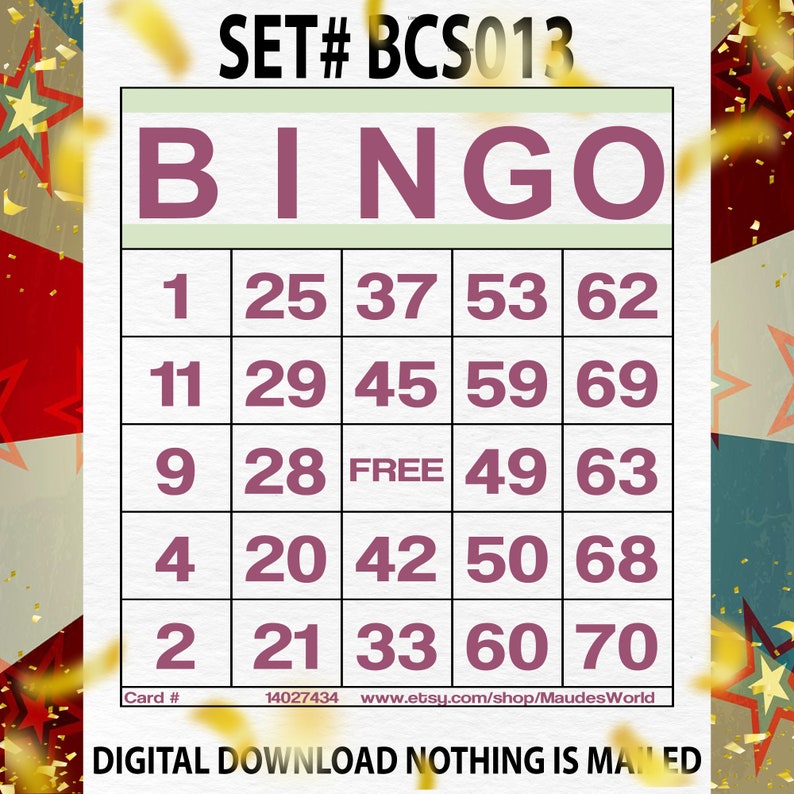 1200 Cards + 100 Cards Free Printable Bingo, 1 per Page, Large ...