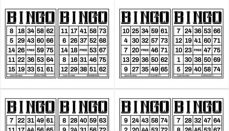 1200 Printable Bingo Cards, 2 per Page, Large, Activities for Seniors ...