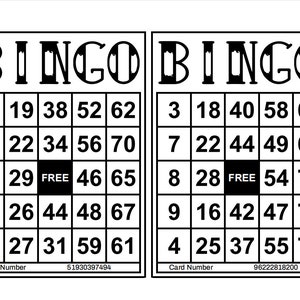1200 cartones de bingo imprimibles, 2 por página, grandes, juegos de fiestas para adultos y niños, cumpleaños y ocasiones, llamador de bolas y marcadores de 1 a 75 gratis