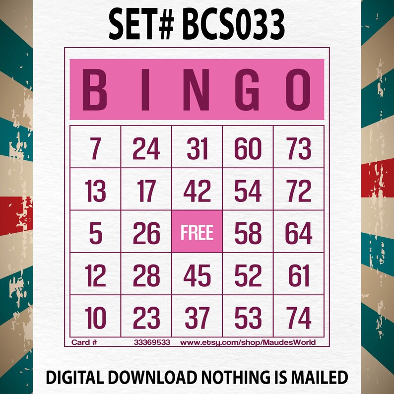 1200 Cards + 100 Cards Free Printable Bingo, 1 per Page, Large ...
